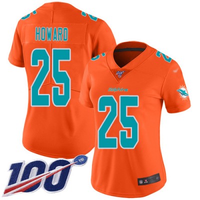Nike Miami Dolphins #25 Xavien Howard Orange Women's Stitched NFL Limited Inverted Legend 100th Season Jersey